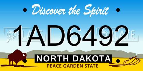 1AD6492 North Dakota License Plate