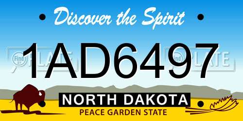 1AD6497 North Dakota License Plate