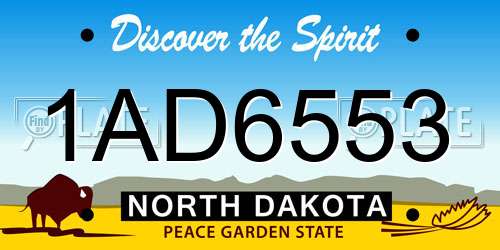 1AD6553 North Dakota License Plate