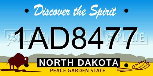 1AD8477 North Dakota License Plate