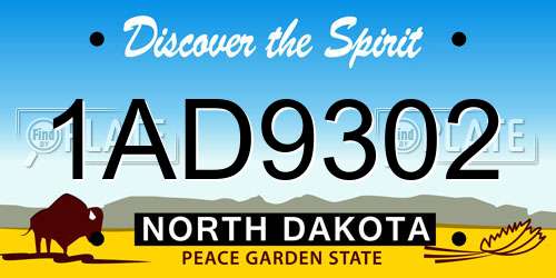1AD9302 North Dakota License Plate