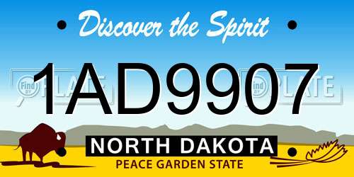 1AD9907 North Dakota License Plate