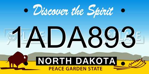 1ADA893 North Dakota License Plate