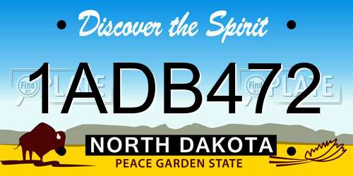 1ADB472 North Dakota License Plate