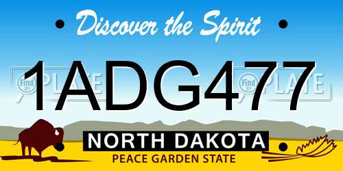 1ADG477 North Dakota License Plate