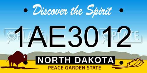 1AE3012 North Dakota License Plate