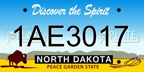1AE3017 North Dakota License Plate