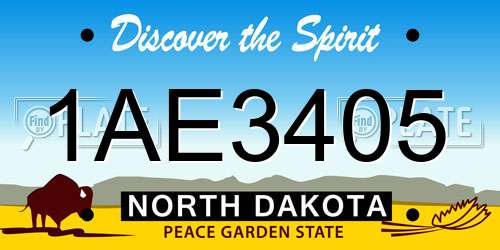 1AE3405 North Dakota License Plate