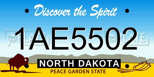 1AE5502 North Dakota License Plate