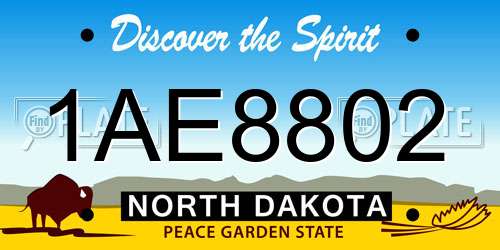 1AE8802 North Dakota License Plate