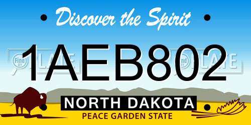 1AEB802 North Dakota License Plate