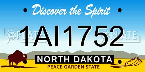 1AI1752 North Dakota License Plate