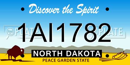 1AI1782 North Dakota License Plate