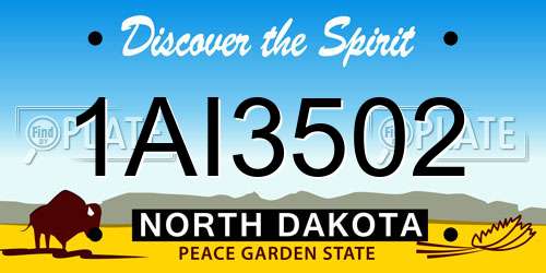 1AI3502 North Dakota License Plate