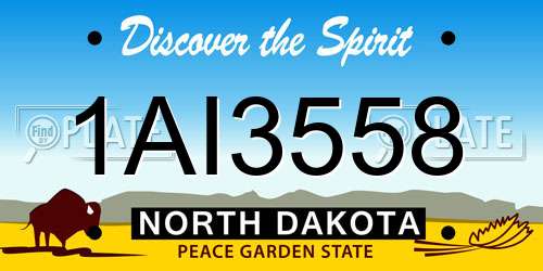 1AI3558 North Dakota License Plate