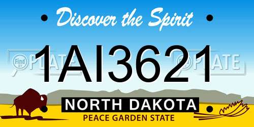 1AI3621 North Dakota License Plate