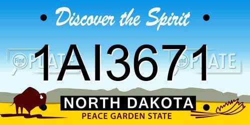 1AI3671 North Dakota License Plate