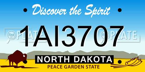 1AI3707 North Dakota License Plate