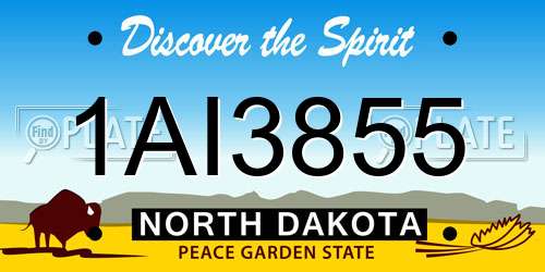 1AI3855 North Dakota License Plate