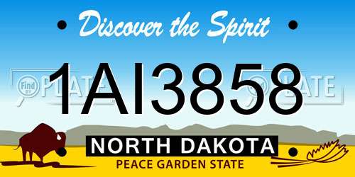 1AI3858 North Dakota License Plate