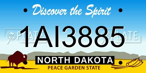 1AI3885 North Dakota License Plate