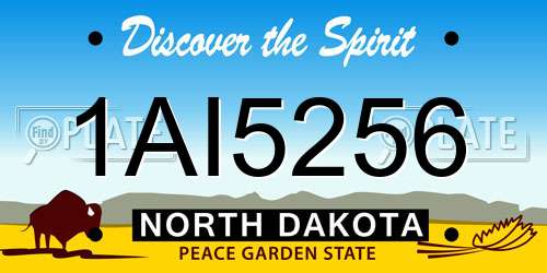 1AI5256 North Dakota License Plate