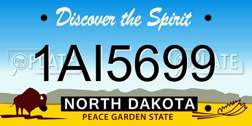 1AI5699 North Dakota License Plate
