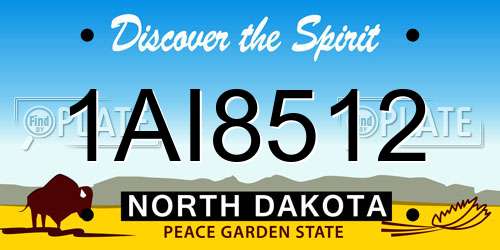 1AI8512 North Dakota License Plate