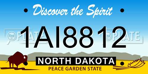 1AI8812 North Dakota License Plate
