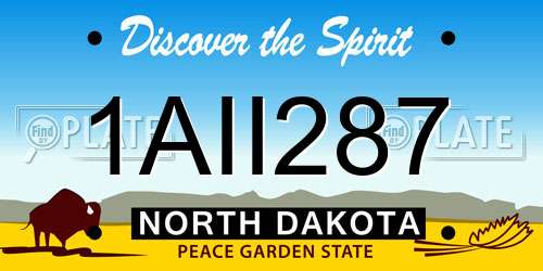 1AII287 North Dakota License Plate