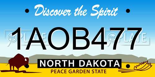 1AOB477 North Dakota License Plate