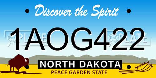 1AOG422 North Dakota License Plate