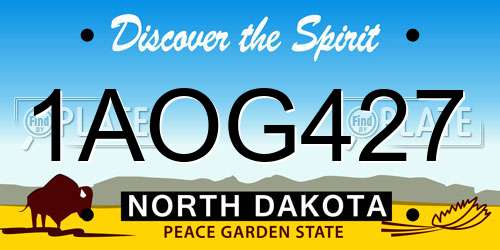 1AOG427 North Dakota License Plate