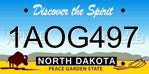 1AOG497 North Dakota License Plate