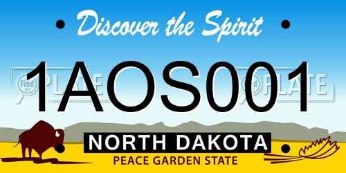 1AOS001 North Dakota License Plate