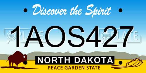 1AOS427 North Dakota License Plate