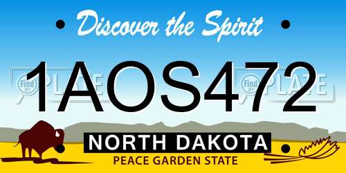 1AOS472 North Dakota License Plate