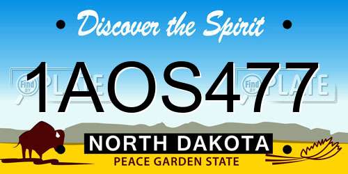 1AOS477 North Dakota License Plate