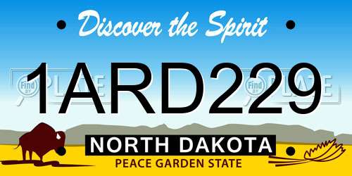 1ARD229 North Dakota License Plate