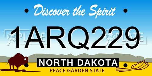 1ARQ229 North Dakota License Plate