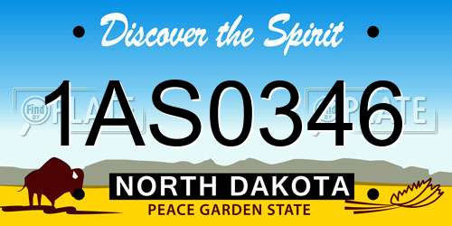 1AS0346 North Dakota License Plate