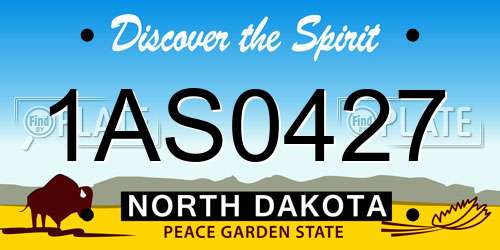 1AS0427 North Dakota License Plate