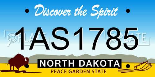 1AS1785 North Dakota License Plate