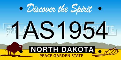 1AS1954 North Dakota License Plate