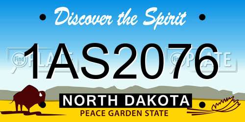 1AS2076 North Dakota License Plate