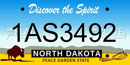 1AS3492 North Dakota License Plate