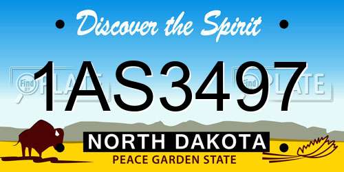 1AS3497 North Dakota License Plate