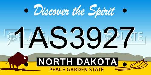 1AS3927 North Dakota License Plate