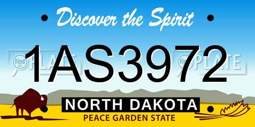 1AS3972 North Dakota License Plate