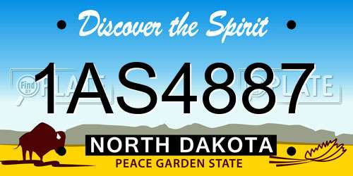 1AS4887 North Dakota License Plate